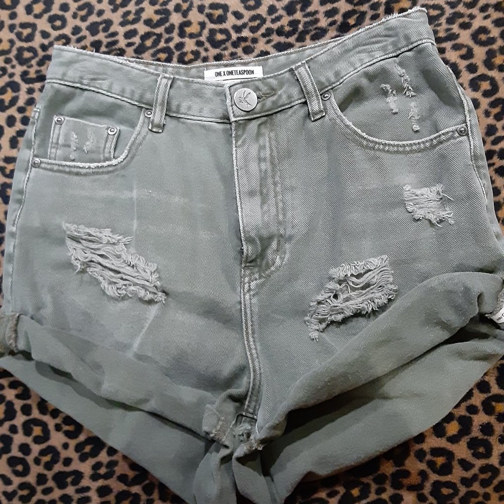 One Teaspoon High Waist Olive Green Bandits